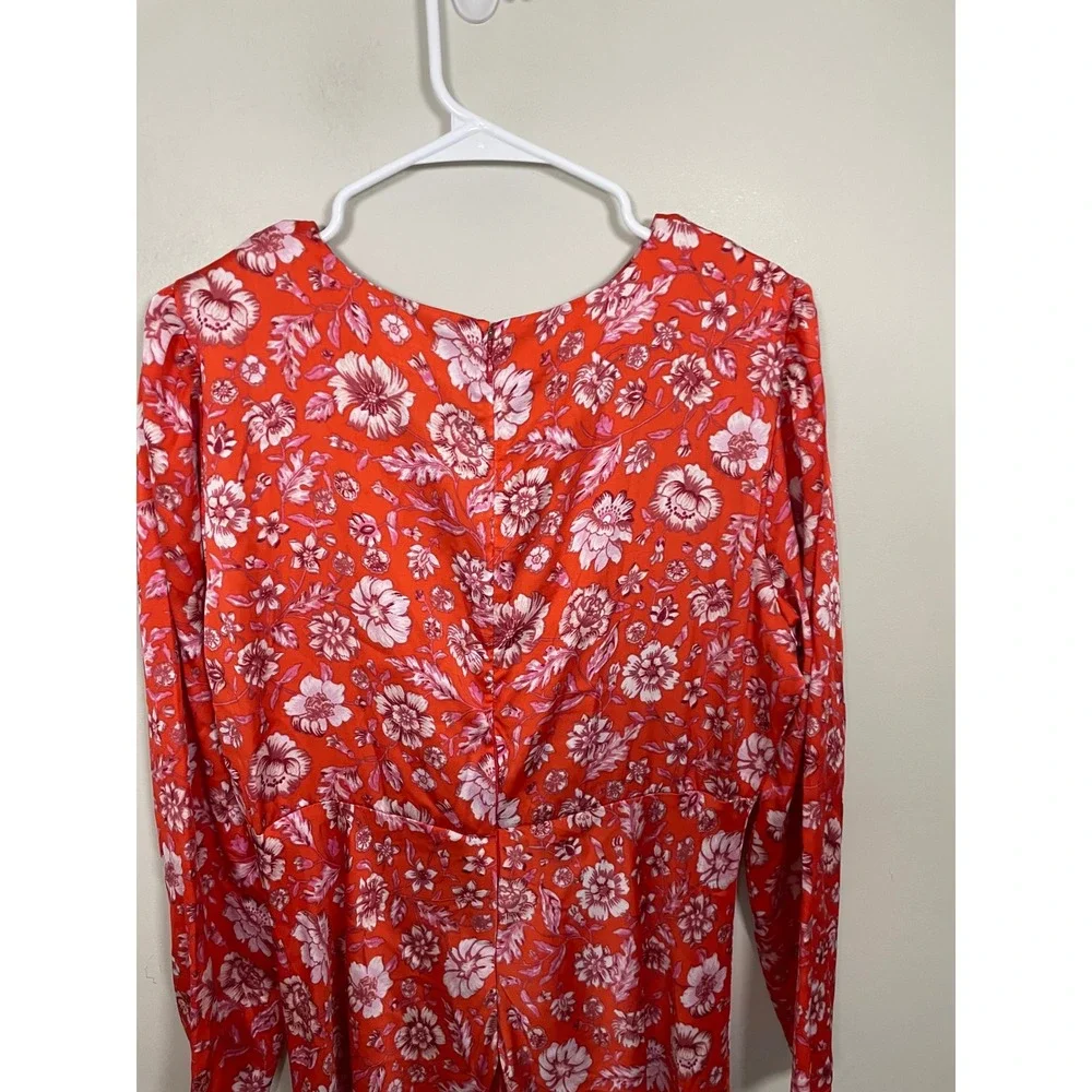 J.Crew Featherweight Satin Midi Dress in Poppy Fields Size 14 Wedding Guezt